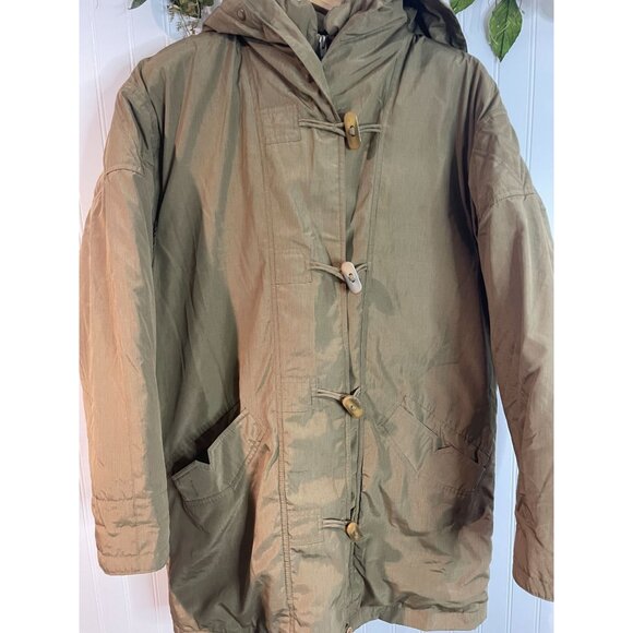 Vintage Utex Small Green Hooded Parka Coat With Wooden Toggles & Front Pockets - Picture 1 of 16